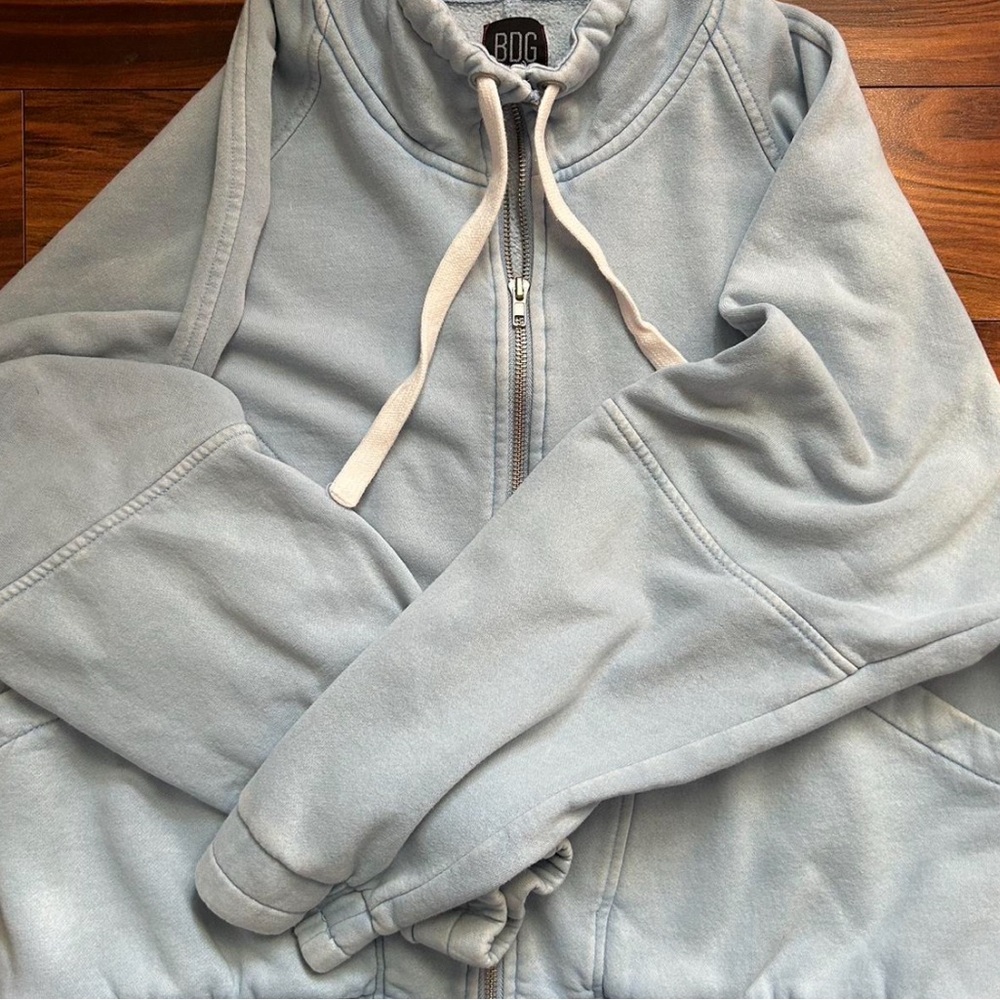 Women’s blue jacket urban outfitters BDG no flaws cropped zip up size large